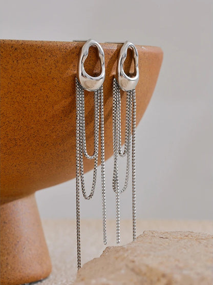 Contemporary tassel chain drop dangle earrings - product image
