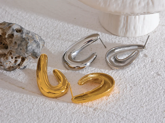 Contemporary textured allergy-free stud earrings - product image