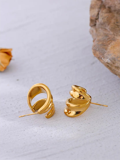 Contemporary unusual huggie metal texture earrings - product image