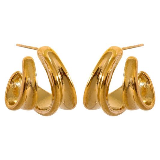 Contemporary unusual huggie metal texture earrings - product image