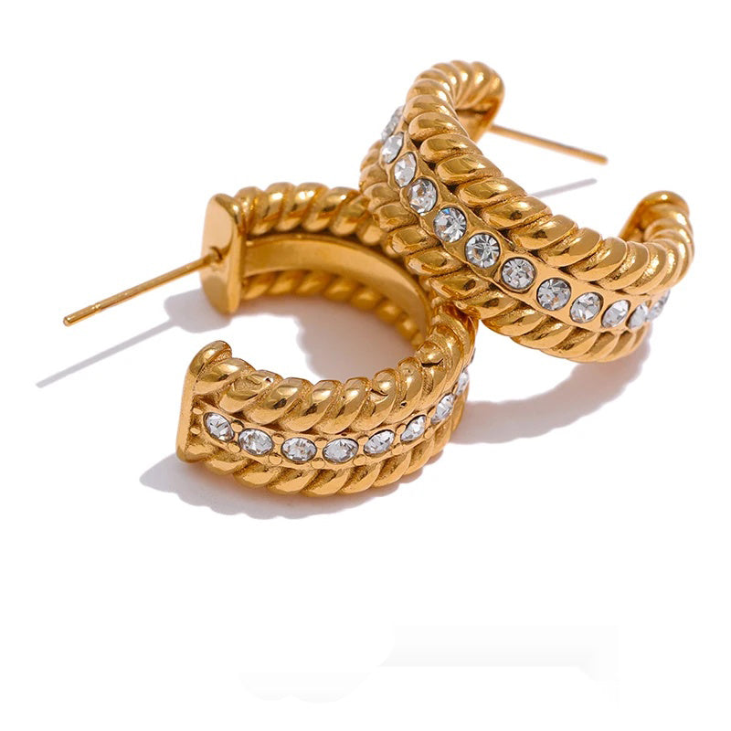 Contemporary weave cz stud earrings women fashion - product image