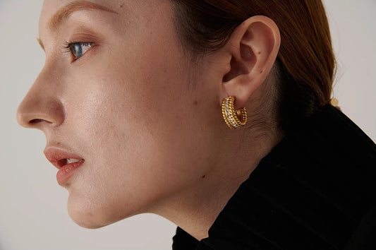 Contemporary weave cz stud earrings women fashion - product image