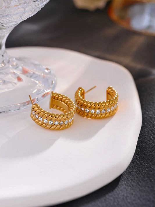 Contemporary weave cz stud earrings women fashion - product image