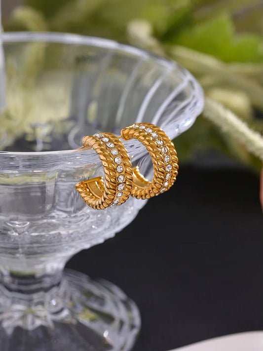 Contemporary weave cz stud earrings women fashion - product image