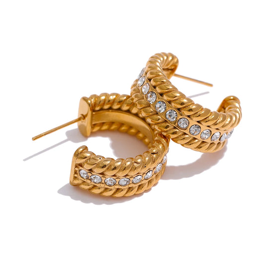 Contemporary weave cz stud earrings women fashion - product image