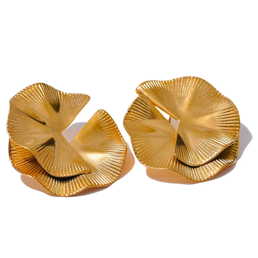 Creative flower big stud gold silver color fashion earrings - product image