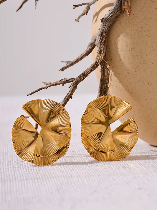Creative flower big stud gold silver color fashion earrings - product image