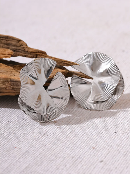 Creative flower big stud gold silver color fashion earrings - product image