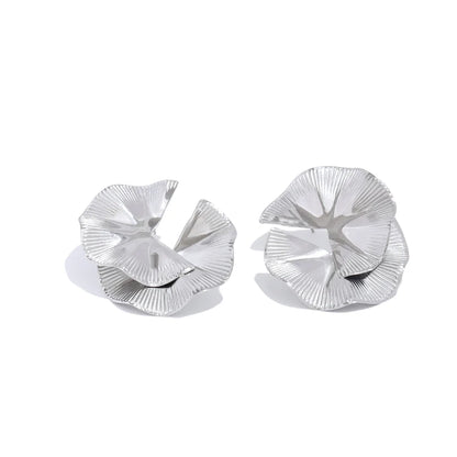 Creative flower big stud gold silver color fashion earrings - product image