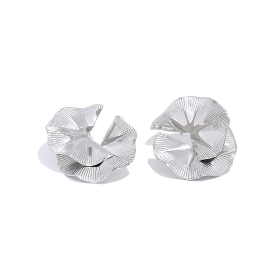 Creative flower big stud gold silver color fashion earrings - product image