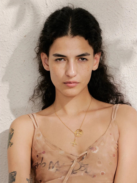 Creative map plane pendant necklace - product image