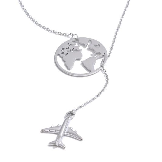 Creative map plane pendant necklace - product image