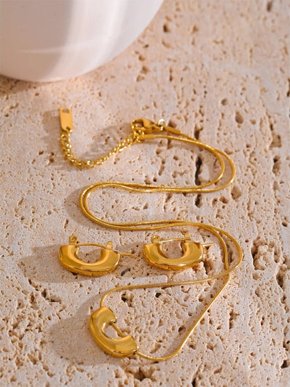 Creative metal u-shape pendant necklace earrings set - product image