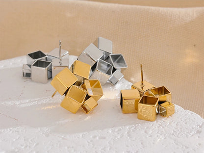 Creative minimalist square hollow push-back earrings - product image