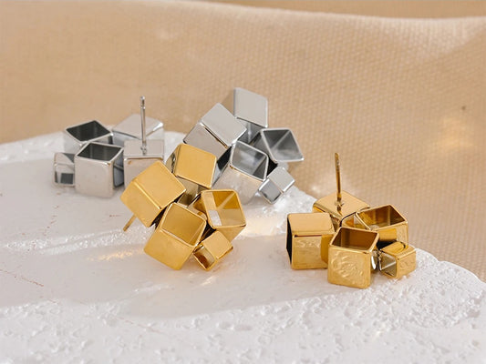 Creative minimalist square hollow push-back earrings - product image