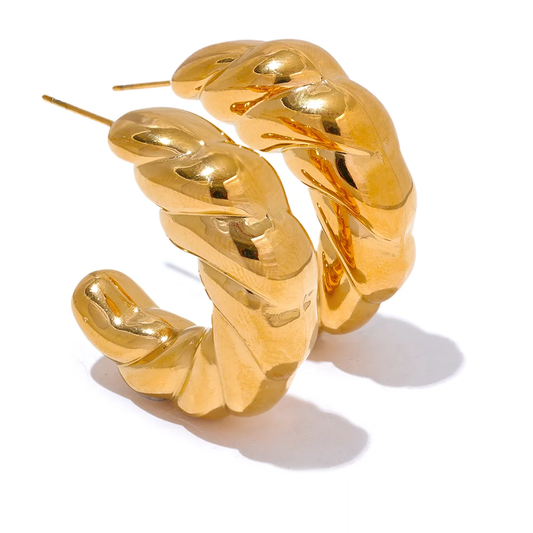 Croissant c-shape twisted hoop earrings women - product image