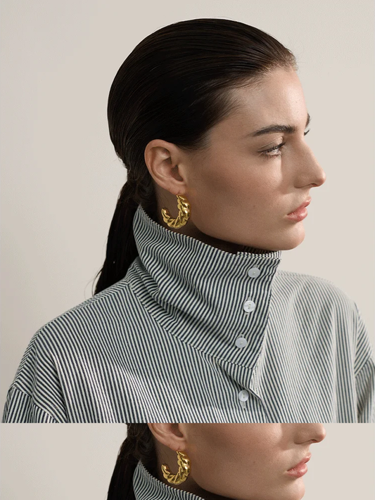 Croissant c-shape twisted hoop earrings women - product image
