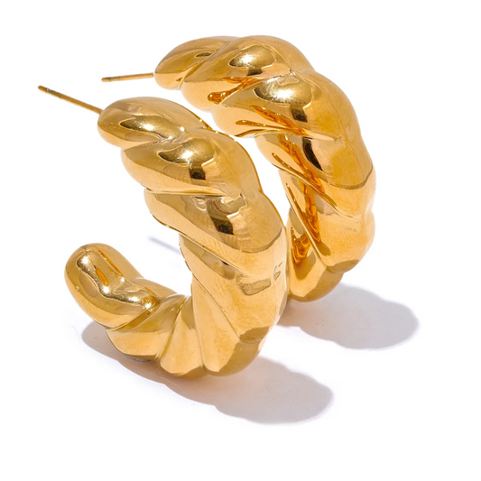 Croissant c-shape twisted hoop earrings women - product image