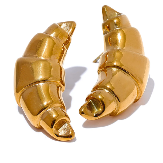 Croissant stud earrings gold stainless steel - product image