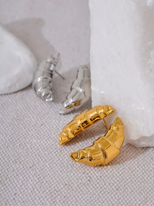 Croissant stud earrings gold stainless steel - product image