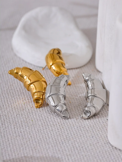 Croissant stud earrings gold stainless steel - product image