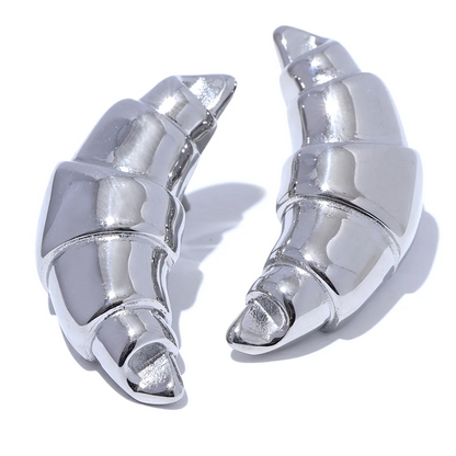 Croissant stud earrings gold stainless steel - product image