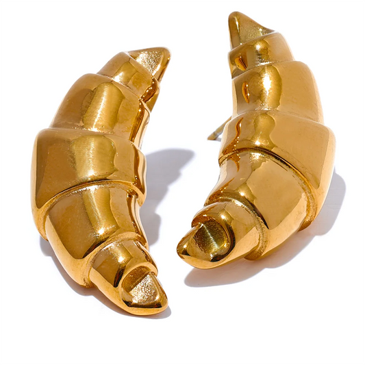 Croissant stud earrings gold stainless steel - product image
