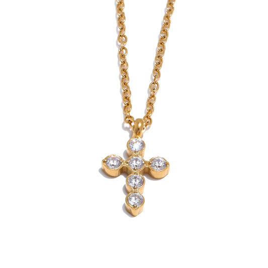 Cross shiny cubic zirconia casting pendant necklace - product image