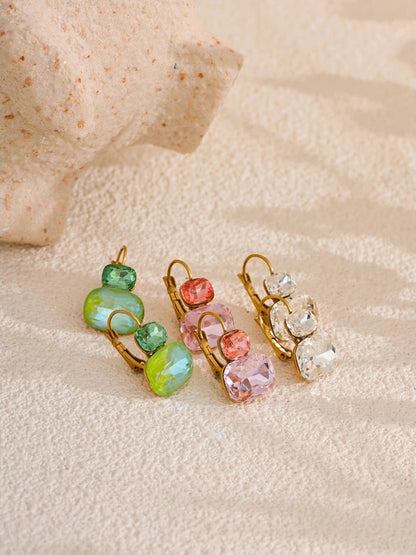 Crystal candy french hoop trendy stud earrings - product image