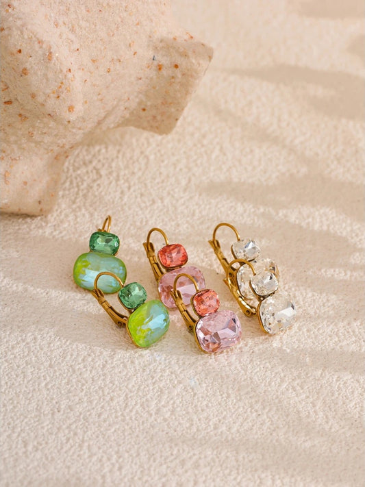 Crystal candy french hoop trendy stud earrings - product image
