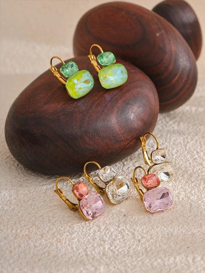 Crystal candy french hoop trendy stud earrings - product image