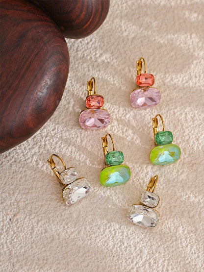 Crystal candy french hoop trendy stud earrings - product image