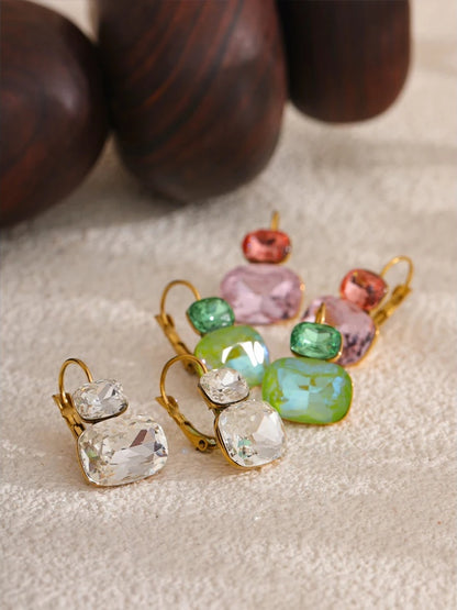 Crystal candy french hoop trendy stud earrings - product image