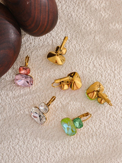 Crystal candy french hoop trendy stud earrings - product image