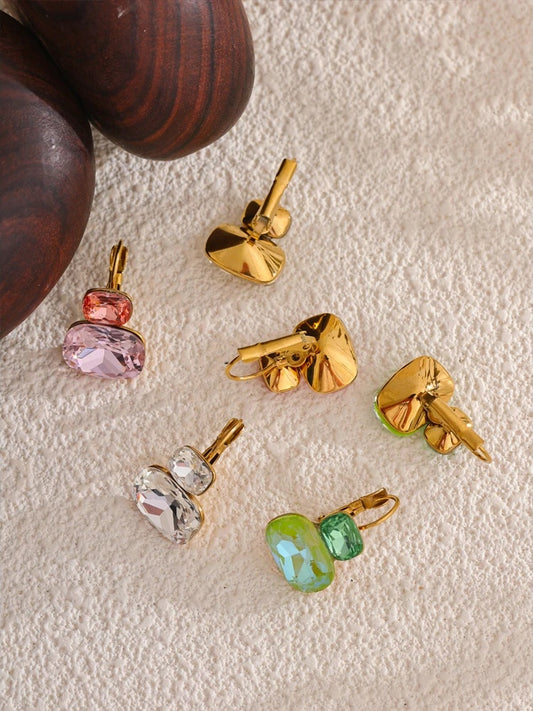 Crystal candy french hoop trendy stud earrings - product image
