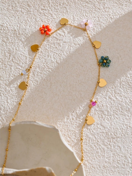 Crystal flower pendant collar necklace women - product image