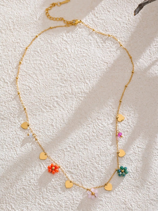 Crystal flower pendant collar necklace women - product image