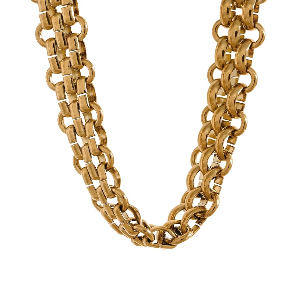 Cuban chain necklace bracelet jewelry set - product image