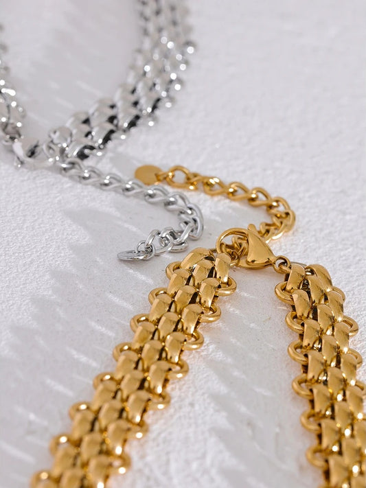 Cuban chain necklace bracelet jewelry set - product image