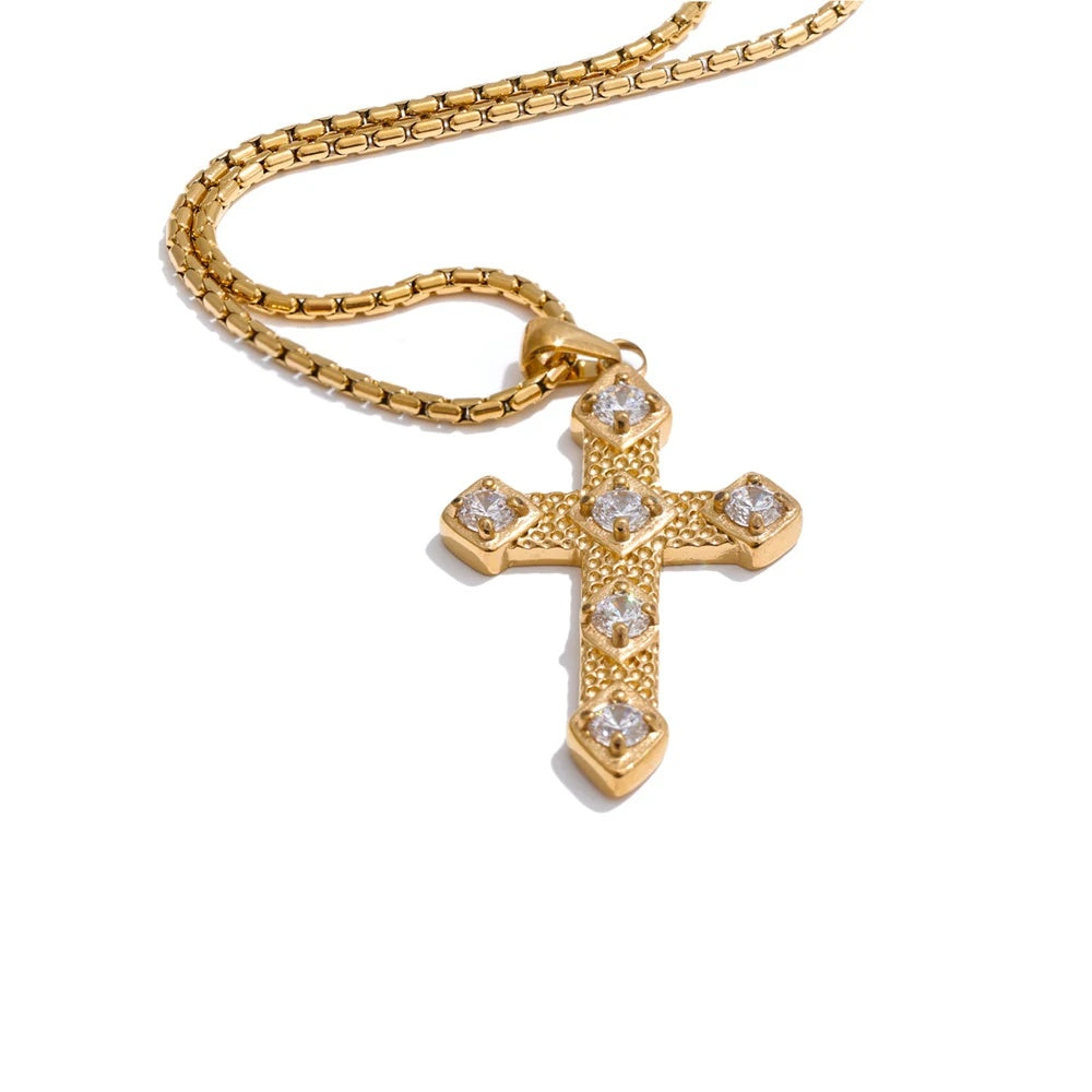 Cubic zircon cross pendant necklace - product image