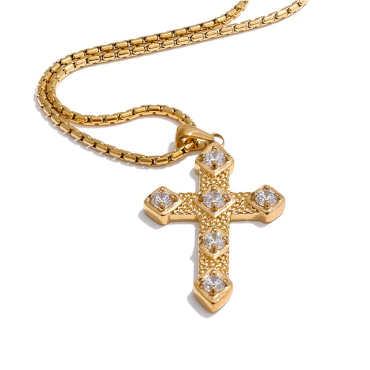 Cubic zircon cross pendant necklace - product image