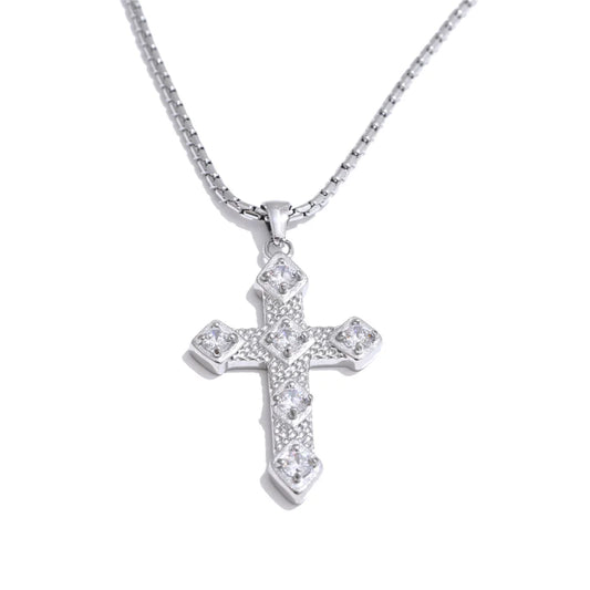 Cubic zircon cross pendant necklace - product image