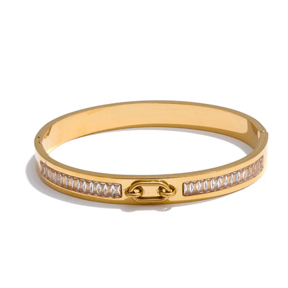 Cubic zirconia abstract round bangle bracelet - product image