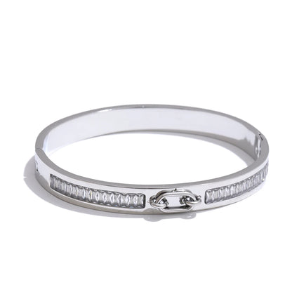 Cubic zirconia abstract round bangle bracelet - product image