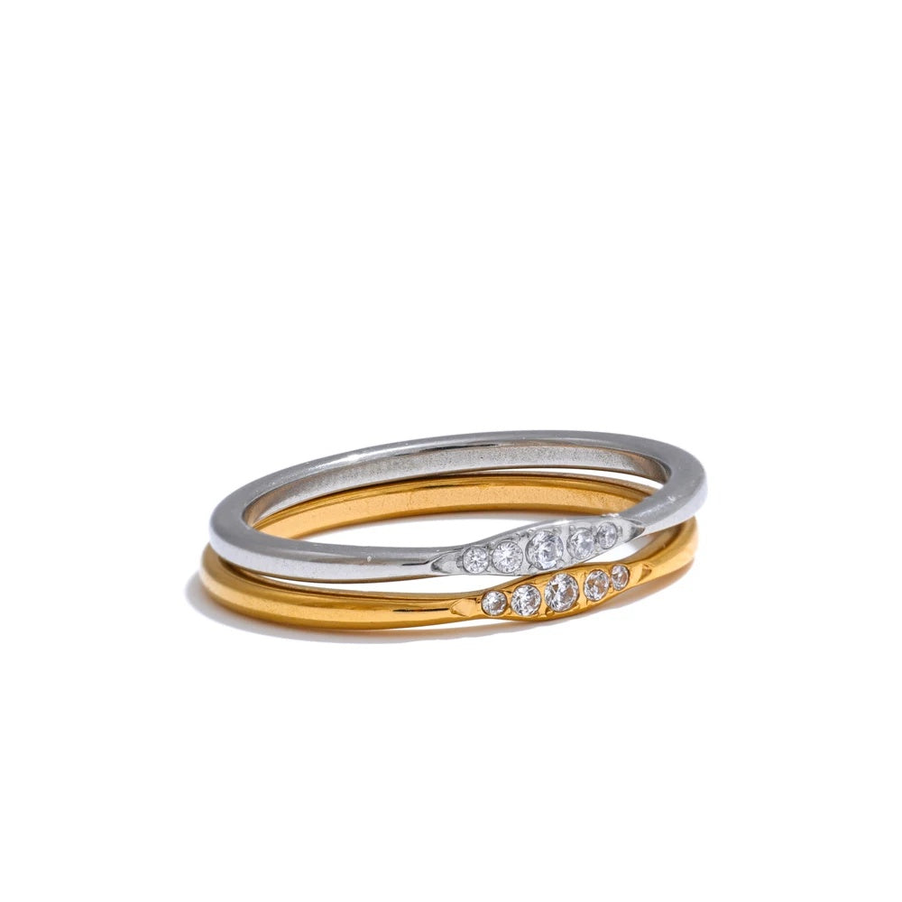 Cubic zirconia abstract thin casting ring - product image