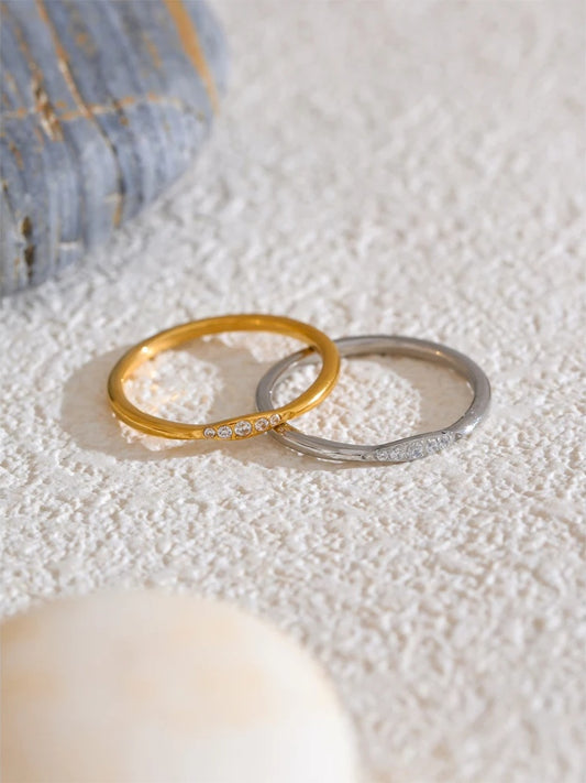 Cubic zirconia abstract thin casting ring - product image