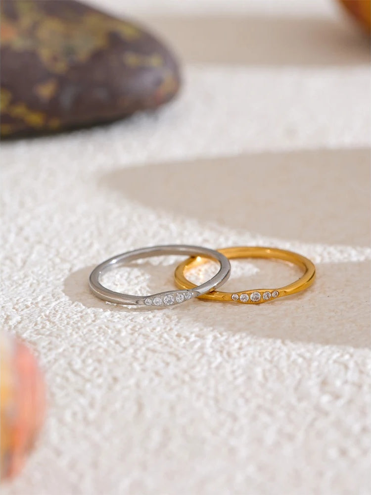 Cubic zirconia abstract thin casting ring - product image