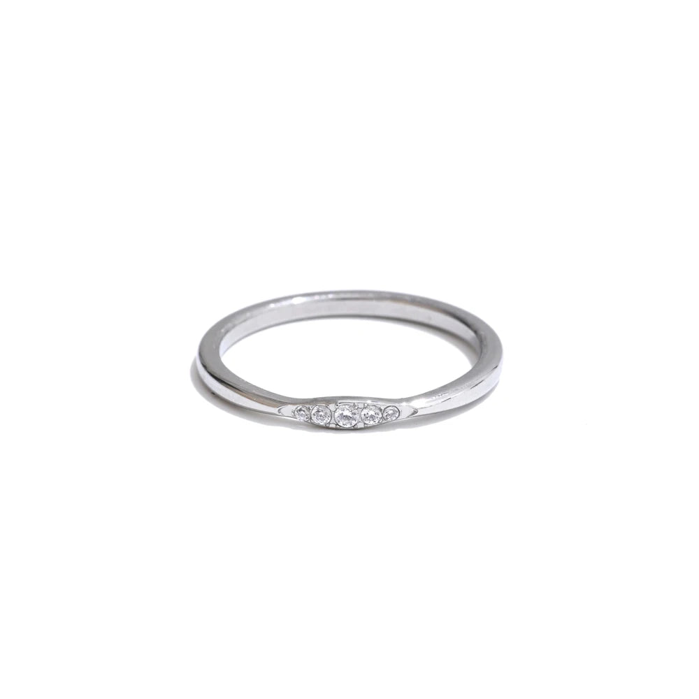 Cubic zirconia abstract thin casting ring - product image
