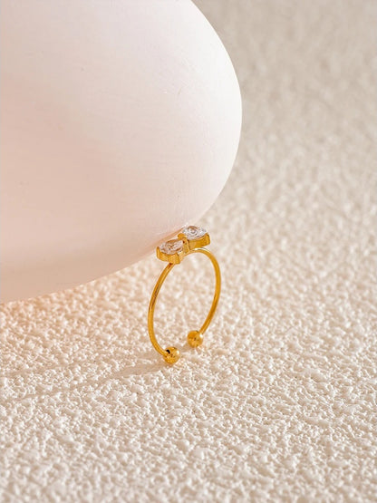 Cubic zirconia bowknot open finger ring - product image