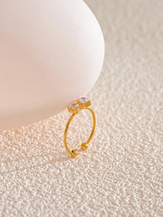 Cubic zirconia bowknot open finger ring - product image